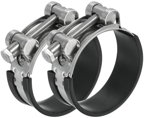 PATIKIL 60-63mm T-Bolt Hose Clamp, 2 Pack Rubber Cushioned Intake Intercooler Pipe Tube Clamps 304 Stainless Steel Radiator Hose Clamp for 2.36-2.48 Pipe