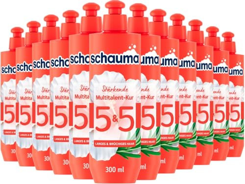 SCHAUMA 5&5 Stärkende Multitalent-Kur (12x 300 ml), Haarmaske stärkt die Längen, Haarkur mit Hitzeschutz für intensive Pflege & weniger Haarbruch, für langes & brüchiges Haar