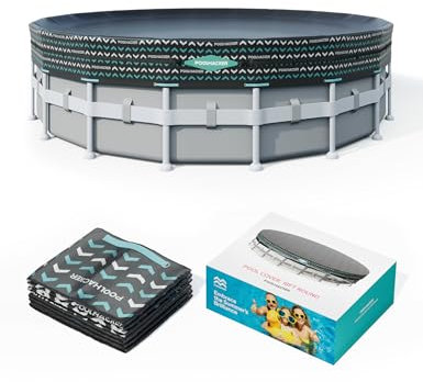 POOLHACKER 10FT Round Pool Cover, Pool Covers for Above Ground Pools, 10FT Stock Tank, Inflatable Pool Cover & Hot Tub Cover, Round Pool with Cover, Tear-Resistant & Dustproof（Black）