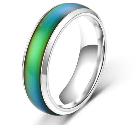 Oneress 6mm Platinbeschichteter Edelstahl Stimmungsring, Moderner Minimalistischer Farbwechselring, Austauschbare Jubiläums-Schmuck für Frauen Y1854 Weiß 6