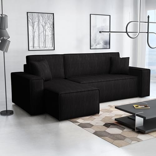 Imebel Ecksofa mit Schlaffunktion 244x83x143 cm - Schlafsofa Ecksofa im Modernen Stil - Bequeme Schlafcouch L-Form - Multifunktionale Sofa mit Bettkasten - Eckcouch mit Bettfunktion