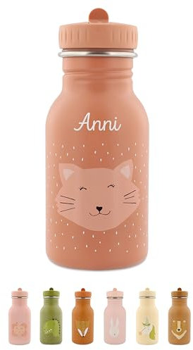 wunderwunsch Gourde personnalisée pour enfants, bouteille personnalisée, bouteille pour bébé, bouteille d'eau pour enfants, gourde Trixie avec nom personnalisé (chat, 350 ml)