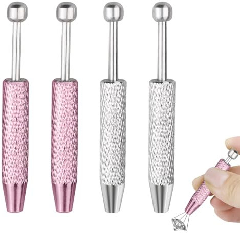 4 Stück Piercing Kugel Aufdreher,Piercing Wechselhilfe 4-Zacken-Design,Anti-Rutsch,Ideal für Schmuckherstellung & Maniküre,Piercing Kugel Aufdreher,Juwelierwerkzeug(Pink+silber)