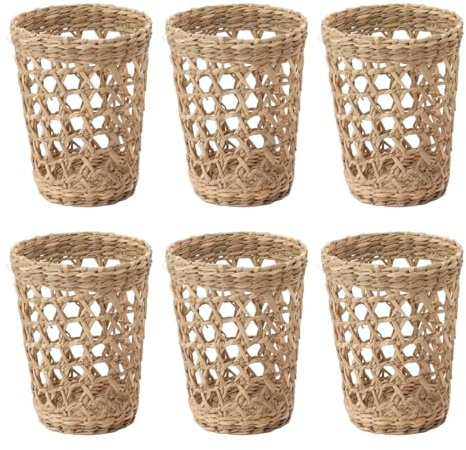 6 Pezzi Portabicchieri in Vimini Intrecciato, Antiscottatura, in Paglia Cava Intrecciata, per Bicchieri di Vetro, Centrotavola Rustico, Decorazione per Tazze, Tazze, Decorazioni