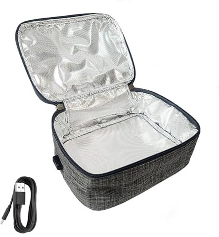 Heated Lunch Tote - USB Powered Meal Hot Bag, Compact Insulated Food Carrier | Portable Mini Oven Box for Heating or Kitchen, Hot Meal Bag for