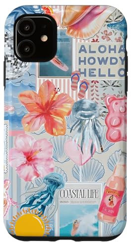 Beachy Blue Coquette Coastal Collage Preppy Cute Aesthetic Case for iPhone 11