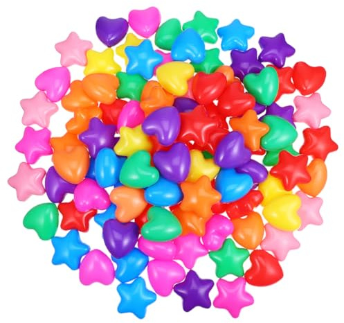 100 Stern und Herz Spielbälle aus Kunststoff für Kinder Bällebad | Kleine Bällebäder, Theater und Partys, Interaktives Spielzeug für Kinder, Dekorative Poolbälle