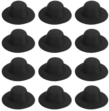 PATIKIL 12 Stück 4 Zoll Mini Formelle Hüte Miniatur Puppenhüte Schwarz
