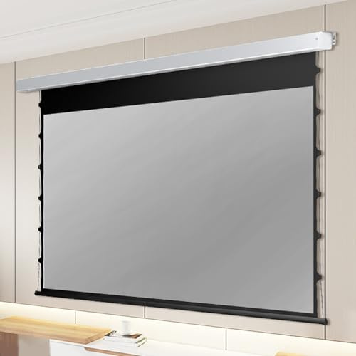 Écran de Projection motorisé tensionné 72-150 | 16:9 | Écran FullHD 4K avec câbles de Tension pour Home Cinéma & présentations | Montage Plafond/Mur | Télécommande Incluse,100inch