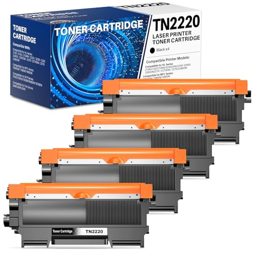 colorfly Toner TN2220 TN 2220 Kompatibel mit Brother TN2220 | Kompatibel mit Brother MFC-7360N MFC-7460DN MFC-7860DW FAX-2840 FAX-2940 HL-2130 HL-2240 HL-2250DN HL-2135W (4 Schwarz)