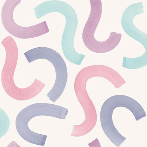 Holden Storybook Curly Confetti Playful Kids Wallpaper for Nurseries, Bedrooms, Playrooms Aqua, Lilac, Pink (14110)