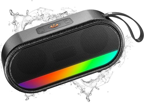Dyurwa Bluetooth Lautsprecher mit Licht, Tragbarer Musikbox Bluetooth 5.3 Box mit IPX6 Wasserdicht, 10h Akku, Bass Boost Freisprechen TWS Paarung, Soundbox für Outdoor/Party/Reisen, Schwarz