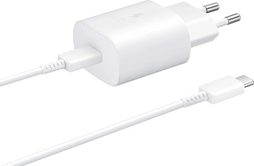 Schnellladegerät für Original Samsung 25W EP-TA800NWEGEU + USB-C/C 5A Kabel Weiss, Samsung Galaxy S25/S25 Ultra/S24/S24Ultra/S23/S23 Ultra S22/S22 Plus/S22 Ultra/S21 S20 FE/A54 A53 A33/Z Flip 3,4,5,6