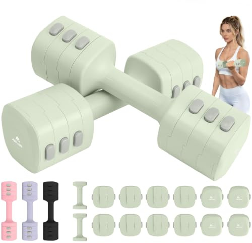 Abahub Hanteln Verstellbar Dumbbell Set Kurzhantel 2er Set je 1-2,5 kg | 4 in 1 Dumbbell Adjustable für Frauen Damen Anfänger zu Hause Home Gym Krafttraining Gewichte Set