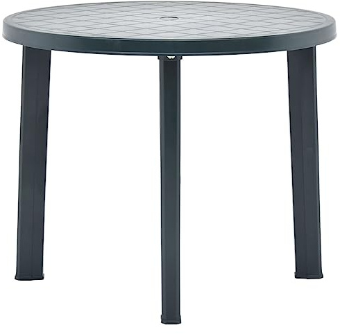 Hoopleep Gartentisch Grün 89 cm Rund Kunststoff, Wetterbeständig, Pflegeleicht, Ideal für Outdoor Garten Terrasse Balkon, Kein Aufbau Erforderlich