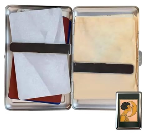 Porte-cartes en métal | Boîte à monnaie, espèces et billets | avec bouton-poussoir Vintage Porte-cartes de visite,pour hommes, femmes, grands-parents, voyage et commerce, A, Patrz opis, Unisexe