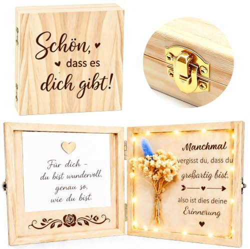 BABYKUMA Geschenke Geburtstagsgeschenk für Frauen, LED Holzbox Personalisierte Geschenke Mama Oma Geschenk für Freundin Frau, Geschenk Freundin Geburtstag Weihnachten
