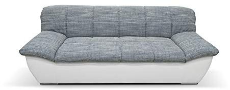 DOMO. collection Sofa Splash, 3-Sitzer Couch, 3er Garnitur aus Kunstleder mit Webstoff-Polster und breiten Armlehnen, Ledersofa, 232 x 96 x 76 cm (BxHxT), weiß-grau