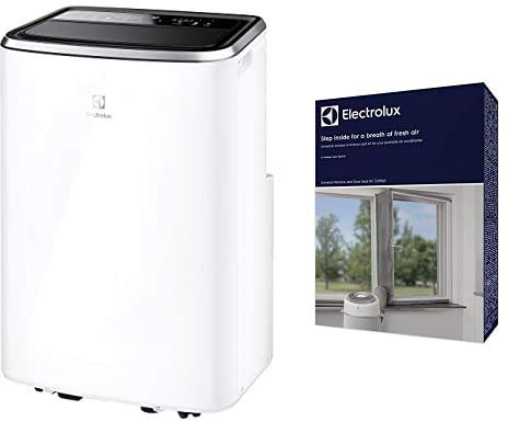 Electrolux EXP26U538HW ChillFlex Pro 10 A+ HP Climatizzatore Portatile, funzione riscaldamento pompa di calore 10K BTU, Classe A+/A++ + Window e Door EWS01 Kit per Sigillare Finestre e Porte