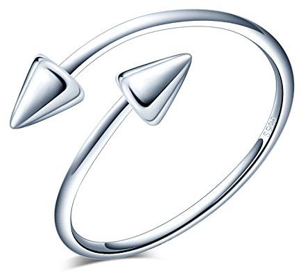 Yumilok Damenring Doppel Pfeil Ring Zirkonia Ehering Verlobungsring Freundschaftsring Lifestyle-Ring 925 Sterling Silber verstellbar für Damen