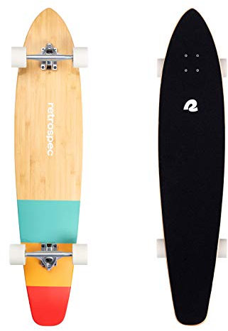 Retrospec Zed Longboard Skateboard Complete Cruiser | Bamboo & Canadian Maple Wood Cruiser w/Reverse Kingpin Trucks for Commuting, Cruising, Carving & Downhill Riding