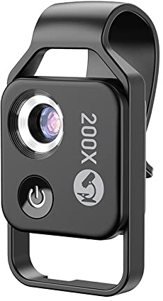 Microscopio de Lente de teléfono portátil Compacto, Flexible, Ajustable y con Clip HD 200x, Compatible con Todos los teléfonos Inteligentes, con polarizador CPL + luz de Relleno LED
