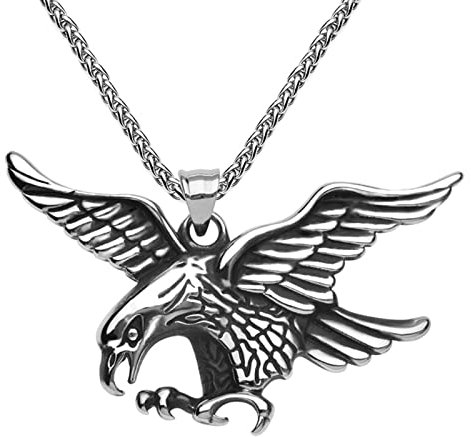 ANAZOZ Necklace Pendants Men,Silver Necklace Mens Stainless Steel Eagle