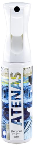 GLAMOUR PARFUM - Ambientador de Hogar Atenas - 300 ml - Pulverizador con Aroma Fresco y Cítrico - Ambientador Textil en Spray - para Pulverizar en la Cama o en Cortinas - Reutilizable