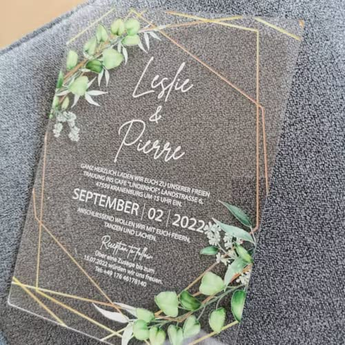 Pahdecor Acryl Einladungen für Hochzeiten, benutzerdefinierte klare Hochzeitseinladungen, Acryl Einladungen, Acryl Einladungen, Hochzeitseinladungen, Acryl Hochzeitseinladungen personalisiert