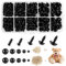 Aster 200 Stück Sicherheitsaugen für Häkeltiere, 5/6/8/10/12 mm Kunststoff knopfaugen mit 100 Stück Unterlegscheiben, Schwarz Puppenaugen Amigurumi Augen für Puppe Plüschtier Basteln