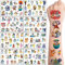 Bluey Tattoo Sticker, 8 Blätter Kinder Temporäre Tattoos, Hautfreundlich Hund Wasserfest Aufkleber für Jungen Mädchen Mitgebsel Kindergeburtstag Geschenk Party