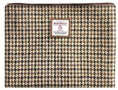 Harris Tweed Münzbörse, handgefertigt, Lippenstift-Tasche, Vintage-Stil, britische tragbare Kreditkarten-Ausweis-Geldbörse mit YKK-Reißverschluss für Damen und Herren, Nr.3528, Large, Kunstkariert