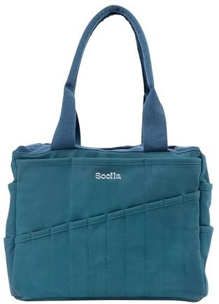 Soolla Studio Bag: Pottery Tool Bag & Craft Storage, Art Supply Organizer, Washable Tote, Knitting Yarn, Crochet Projects, 30 Pockets, 20+ Canvas Colors, Gift for Artists & Teachers (Aquamarine)
