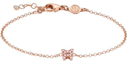 Nomination | Damen-Armband – Karabinerverschluss – Armband aus 925er Silber mit Anhänger mit Zirkonia – hergestellt in Italien – 16,5 – 18,5 cm (Roségoldener Schmetterling)