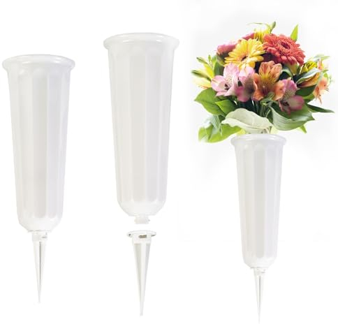 2PCS Vaso Per Cimitero, Plastica Vasi Da Fiori Per Tombe, Staccabile Vasi Per Cimitero, Vasi Commemorativi Bianco, Vaso Per Tombe Cimiteriali Grave Vases With Spike Cimitero Decorazioni