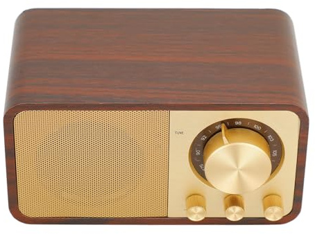 Jectse Retro Trä Bluetooth-Radio Med Inbyggd Högtalare, Trådlös Bärbar Vintage Design för Kaféer, Restauranger och Sovrum