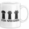 Stein Papier Schere Katze Katzenpfote Tasse Geschenk Becher (Weiß)