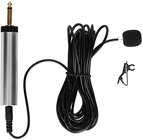 flexman Clip On Condenser Microphone, Professional 6.35mm Socket Lavalier Lapel Mic with 360° Rotating Clip for Guitar, Sax, Trumpet, Violin and Piano
