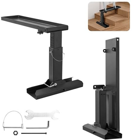 VEVOR ZD-23 23.4 L x 11.4-18 in H Support Surface, Steel Leveling Tool, Folding Pitch Hopper, Stair Stabilizer Easy to Use,Extension Ladder Accessories for Uneven Ground, Black, 640x350x310 mm