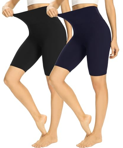 HIPOWER 2er Pack Radlerhose Damen High Waist Kurze Sport Shorts Sporthose | Tights Wanderhose Blickdicht Unterhosen Bauchweg Sommer Outfits Leggings für Gym Yoga