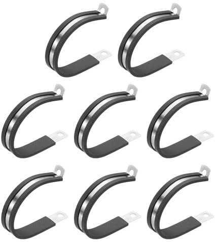 PATIKIL Abrazadera de Cable 48mm, 8Pcs Abrazaderas de Metal de Acero Inoxidable 304 con Aislamiento de Goma, Abrazadera de Manguera para Instalación de Tubos, Mangueras, Cables y Cuerdas