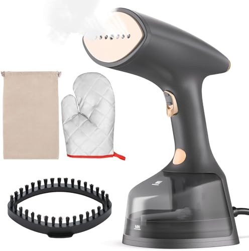 Irishom Plancha Vertical Vapor 1800W, 2 Ajustes de Vapor, Cepillo de vapor de mano, Removedor de Arrugas Para El Hogar, La Oficina, Los Viajes (negro)