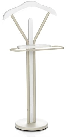 IDIMEX Herrendiener Fabio mit Hosenbügel und Ablage, Beige/Weiß - Stummer Diener Kleiderbutler Kleiderständer mit Kleiderbügel