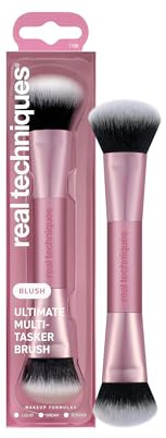 Real Techniques Ultimate Multi Tasker Brush, Dual-Ended Makeup Brush for Foundation, Blush Bronzer & Powder, Precision Sculpting & Blending, UltraPlush Bristles, Cruelty-Free, 1 Count