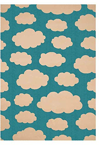 Zala Living 103070 Clouds Design Velours Kinderteppich, Popypropylen, Blau, 200 x 140 x 0,9 cm