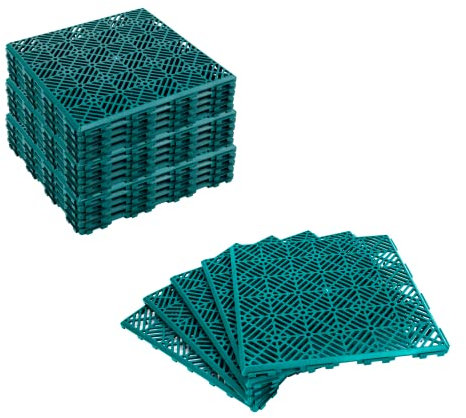 KCT 4 Pack - Green Garden Non Slip Interlocking Path Tiles - 20 Pieces Total Weatherproof Decking Boards
