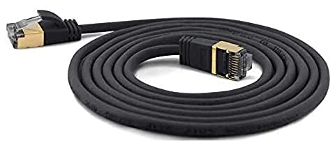wantecWire Extra dünnes Patchkabel CAT.7 Kabel, CAT.6 Stecker SSTP geschirmt, Länge 0.1 m, schwarz