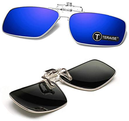 TERAISE Clip Metallizzata con Montatura a Fermaglio per Occhiali da Sole Clip su Occhiali da Sole con Funzione Flip up Guida Adatta agli Sport all'Aria Aperta