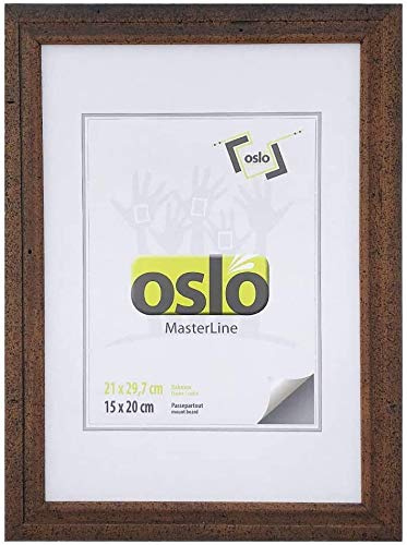 OSLO MasterLine Bilderrahmen Din A 4 21 x 30 exakt 21x29,7 dunkel braun Holz vintage antik-optik Portrait Urkunden Foto-rahmen