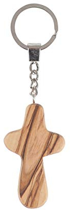 Praisent Schlüsselanhänger Kreuz aus Olivenholz